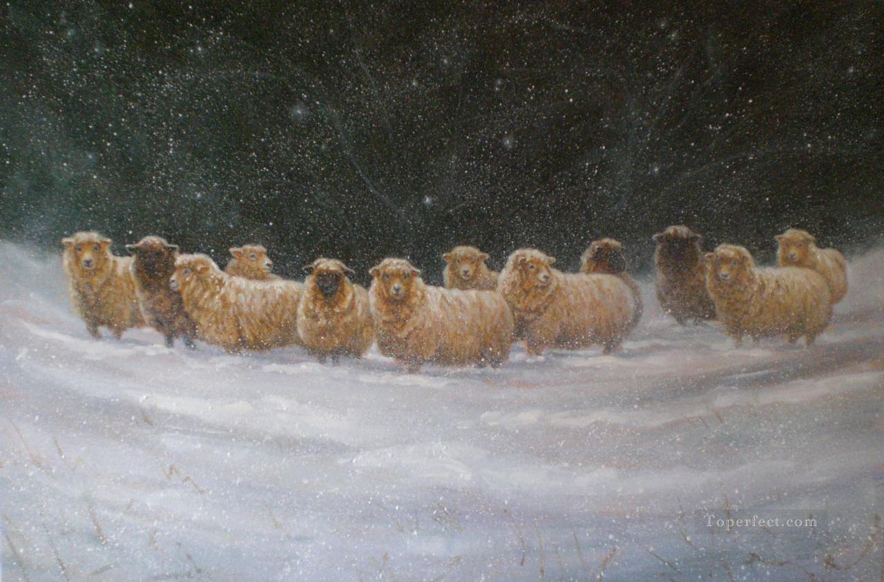 嵐の中の羊油絵